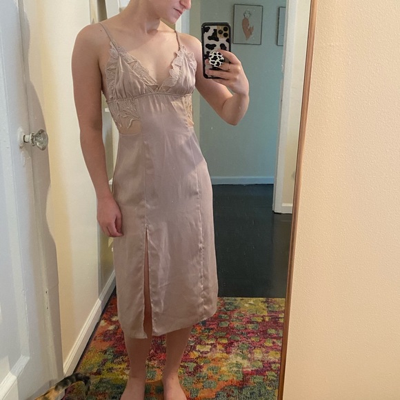 Honey Punch Embroidered Slip Dress with Slit - Picture 4 of 14